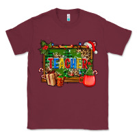 Burgundy christmas teacher and coffe cup with board Classic Tee - AdoDesignShop