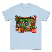 Dusty Blue christmas teacher and coffe cup with board Classic Tee - AdoDesignShop