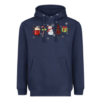 Navy Cartoon Christmas Characters Heavyweight Hoodie - MaliasSmallBusiness
