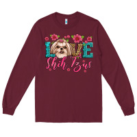Burgundy love shih tzus Long Sleeve Tee - Artiststas
