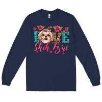 Navy love shih tzus Long Sleeve Tee - Artiststas