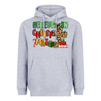 Heather Grey believe in christmas Heavyweight Hoodie - MaliasSmallBusiness