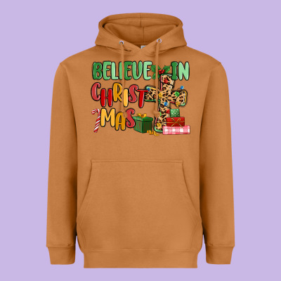 Believe In Christmas Heavyweight Hoodie Designed By Maliassmallbusiness