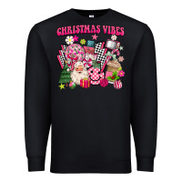 Black retro pink christmas vibes Premium Sweatshirt - MaliasSmallBusiness