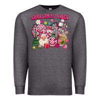 Charcoal Heather retro pink christmas vibes Premium Sweatshirt - MaliasSmallBusiness