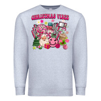 Heather Grey retro pink christmas vibes Premium Sweatshirt - MaliasSmallBusiness