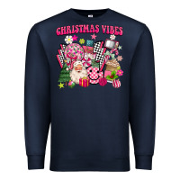 Navy retro pink christmas vibes Premium Sweatshirt - MaliasSmallBusiness