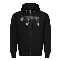 Black berkshire pig Zipper Hoodie - LillyAllenDesigns