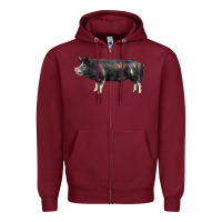 Burgundy berkshire pig Zipper Hoodie - LillyAllenDesigns