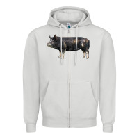 Dove Grey berkshire pig Zipper Hoodie - LillyAllenDesigns