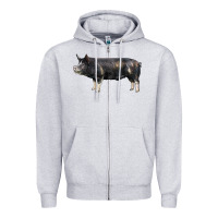 Heather Grey berkshire pig Zipper Hoodie - LillyAllenDesigns
