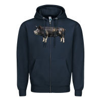 Navy berkshire pig Zipper Hoodie - LillyAllenDesigns