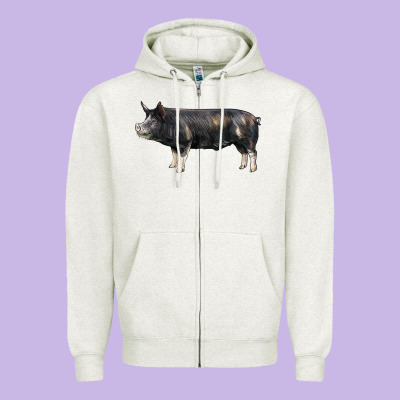 Berkshire Pig Zipper Hoodie Designed By Lillyallendesigns