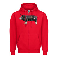 Red berkshire pig Zipper Hoodie - LillyAllenDesigns