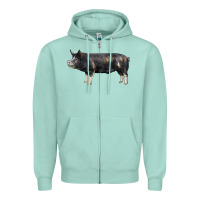 Seafoam berkshire pig Zipper Hoodie - LillyAllenDesigns