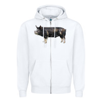 White berkshire pig Zipper Hoodie - LillyAllenDesigns