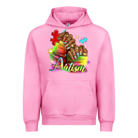 Fuchsia Pink Black woman Autism nails Urban Hoodie - NancyCooperArtShop