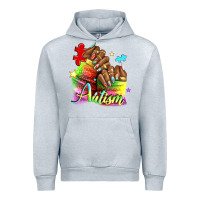 Heather Grey Black woman Autism nails Urban Hoodie - NancyCooperArtShop