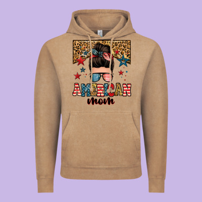 American Mom Junkie Messy Bun Vintage Hoodie Designed By Zillion Design Studio