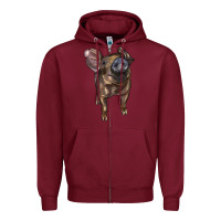 Burgundy baby duroc pig Zipper Hoodie - LillyAllenDesigns