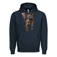 Navy baby duroc pig Zipper Hoodie - LillyAllenDesigns