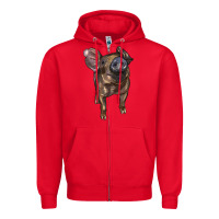 Red baby duroc pig Zipper Hoodie - LillyAllenDesigns