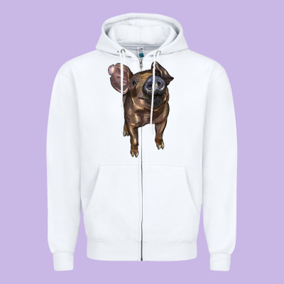 Baby Duroc Pig Zipper Hoodie Designed By Lillyallendesigns