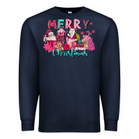 Navy pink christmas coffee cups Premium Sweatshirt - MaliasSmallBusiness