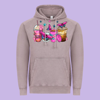 Antisocial Butterfly Coffee Cups Vintage Hoodie Designed By Zillion Design Studio