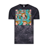 Cloud Black turquoise baby pig seamless pattern Vintage Tee - HRA Design Shop