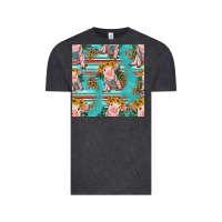 Vintage Black turquoise baby pig seamless pattern Vintage Tee - HRA Design Shop