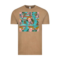 Vintage Coffee turquoise baby pig seamless pattern Vintage Tee - HRA Design Shop