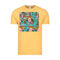 Vintage Mustard turquoise baby pig seamless pattern Vintage Tee - HRA Design Shop