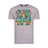 Vintage Zinc turquoise baby pig seamless pattern Vintage Tee - HRA Design Shop
