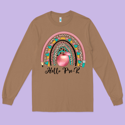 Hello Pre K Long Sleeve Tee Designed By Jahusdesignshop