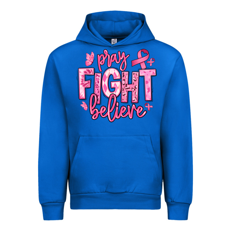 Pray Fight Believe Breast Cancer Urban Hoodie by texasbilliewilder | Teevron