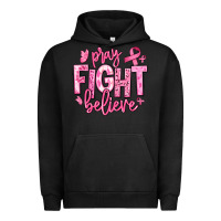 Pigment Black pray fight believe breast cancer Urban Hoodie - texasbilliewilder