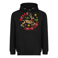 Black merry christmas deer Heavyweight Hoodie - MaliasSmallBusiness