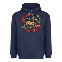 Navy merry christmas deer Heavyweight Hoodie - MaliasSmallBusiness