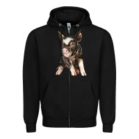 Black baby berkshire pig Zipper Hoodie - LillyAllenDesigns