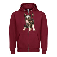 Burgundy baby berkshire pig Zipper Hoodie - LillyAllenDesigns