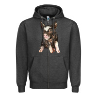 Charcoal Heather baby berkshire pig Zipper Hoodie - LillyAllenDesigns