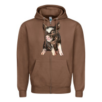 Chestnut baby berkshire pig Zipper Hoodie - LillyAllenDesigns