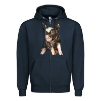 Navy baby berkshire pig Zipper Hoodie - LillyAllenDesigns