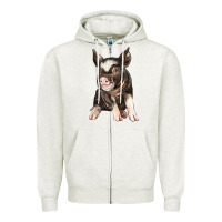 Oatmeal Heather baby berkshire pig Zipper Hoodie - LillyAllenDesigns
