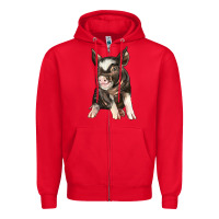 Red baby berkshire pig Zipper Hoodie - LillyAllenDesigns