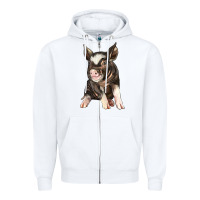 White baby berkshire pig Zipper Hoodie - LillyAllenDesigns