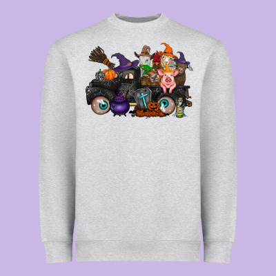 Halloween Farm Animals Truck Heavyweight Sweatshirt Designed By Racoondesign