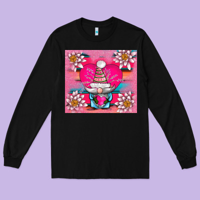 V.d Gnome And Lotus Tumbler Long Sleeve Tee Designed By Adodesignshop