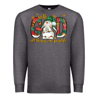 Charcoal Heather With God all things are possible with snowman Premium Sweatshirt - NancyCooperArtShop